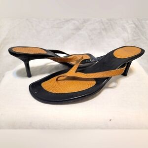 Coach Leather Womens Brown Sandals Thong Heels Sz 8.5 B
